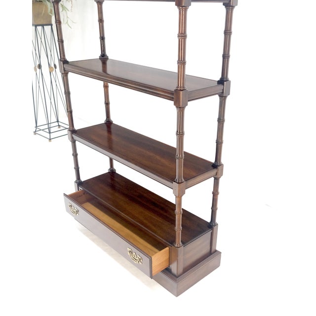 Faux Bamboo 6 Tier One Drawer Etagere Solid Cherry MINT For Sale - Image 9 of 13