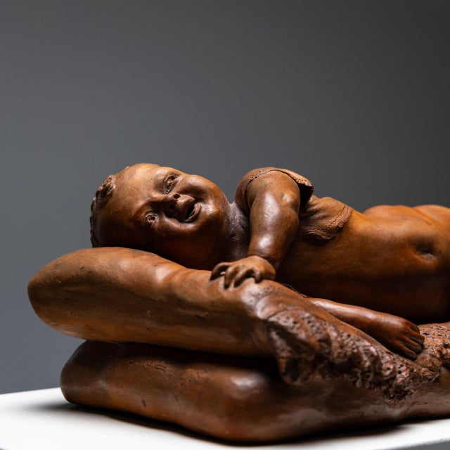 Reclining Infant in Terracotta by F. Sans For Sale - Image 13 of 16