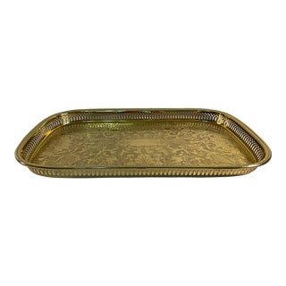 Late 20th Century Vintage Brass Gallery Tray by Copper Craft For Sale