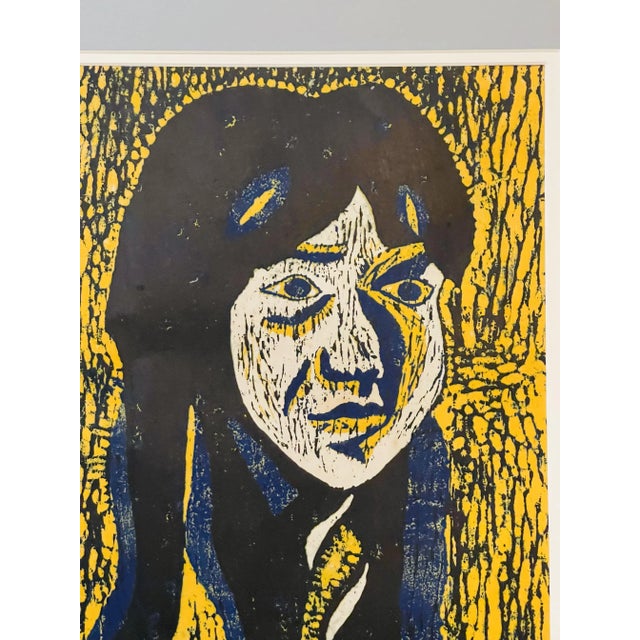 Vintage Original Numbered Woodprint Portrait of Girl With Long Hair on Japanese Rice Paper #3 of 10 For Sale In Los Angeles - Image 6 of 8