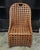 Contemporary Vintage Basketweave Rattan Accent Chair With Sculptural Handled Back For Sale - Image 3 of 7