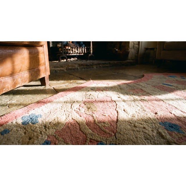 Particular Combination of Soft Colors in a Oval Chinese Art Deco Rug With Foliate Pattern For Sale - Image 11 of 12