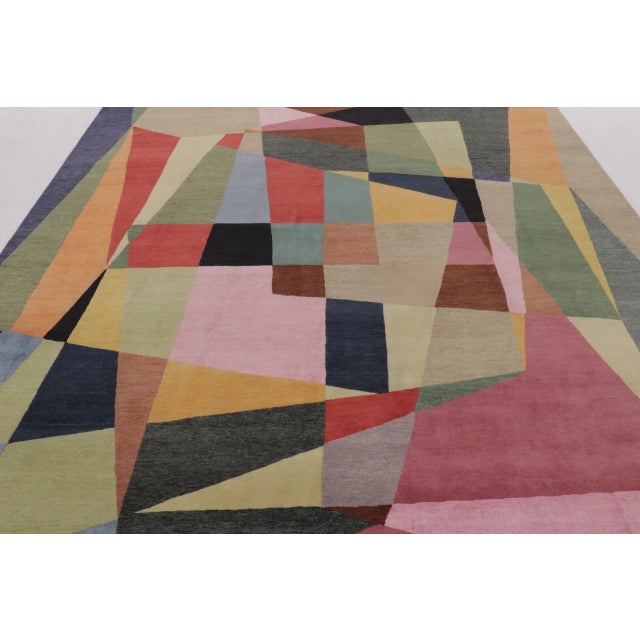 Rug & Kilim's Mid Century Modern Rug in Polychromatic Geometric Patterns For Sale - Image 4 of 10