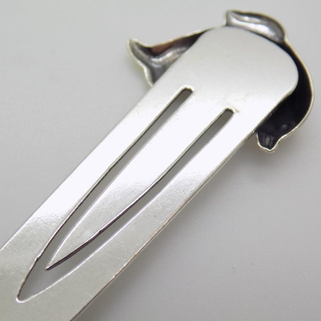 Silver Vintage Italian Handmade Genuine Sterling Silver 925 Dolphin Bookmark For Sale - Image 8 of 11