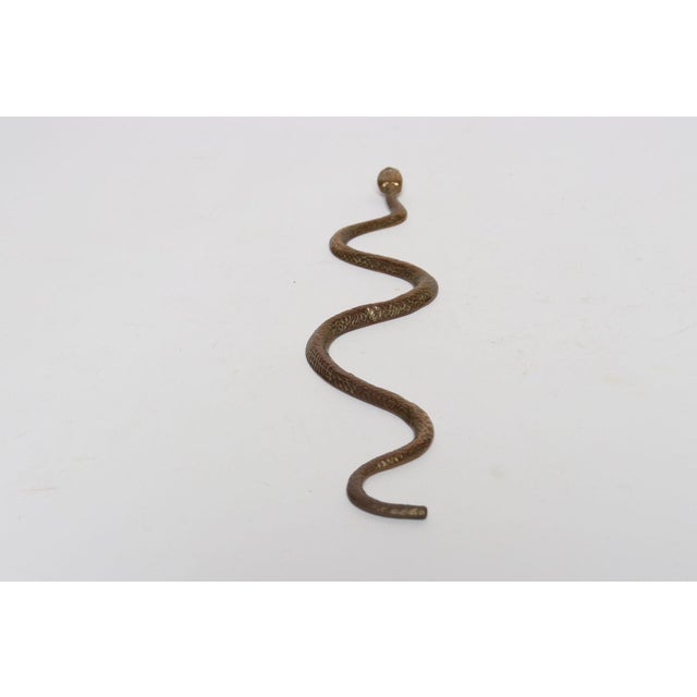 1930s Art Deco Hammered Cast Brass Snake Form Serpentine Sculpture For Sale - Image 5 of 14