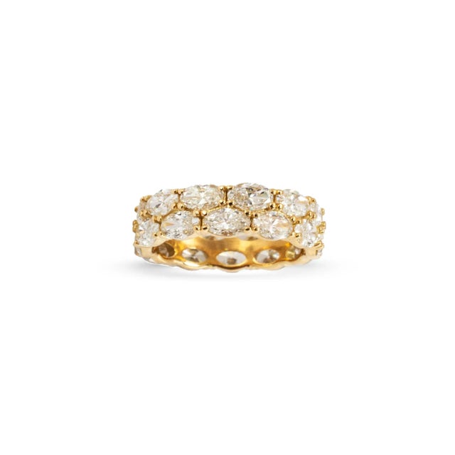 18k Yellow Gold 4.84ct Oval Lab Diamond North South Double Eternity Band Ring, Size 6.5 For Sale In Houston - Image 6 of 8