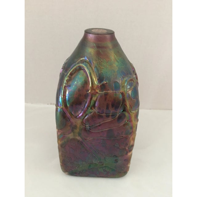 Purple Vintage Brent Cox Iridescent Art Glass Vase For Sale - Image 8 of 8