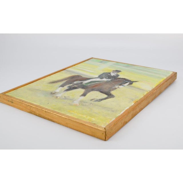 Yellow Vintage Swedish Dressage Equestrian Horse Oil Painting, Framed For Sale - Image 8 of 9