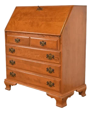 Ethan Allen Early American Solid Maple and Birch Drop Front Secretary Desk