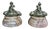 Pair of Italian Marble and Bronze Cherub Lidded Boxes For Sale