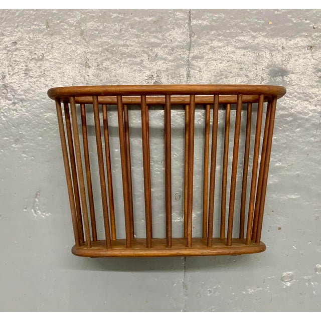 1960s Mid Century Spindled Magazine Holder Rack For Sale - Image 10 of 11