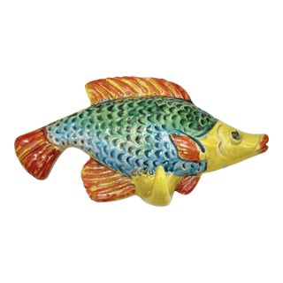 Italian Fish Ceramic Wall Plaque & Hook For Sale