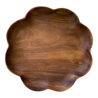 Vintage Hand Carved Wood Flower Tray For Sale