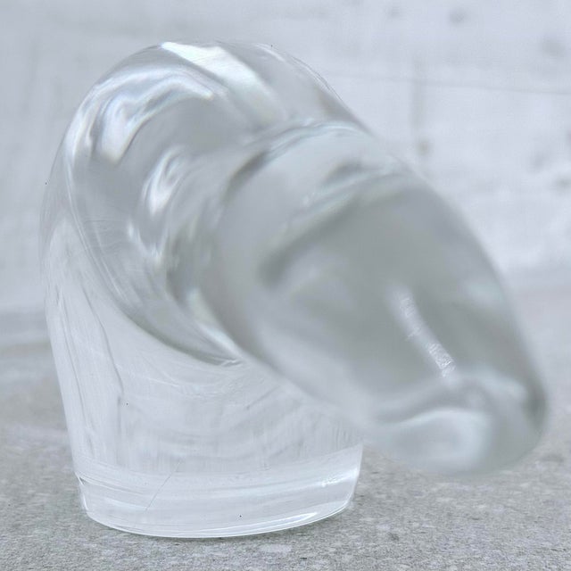 Transparent Vintage 1960’s French Baccarat Crystal Polar Bear Retired Paperweight Figurine, in the Style of François Pompon For Sale - Image 8 of 12