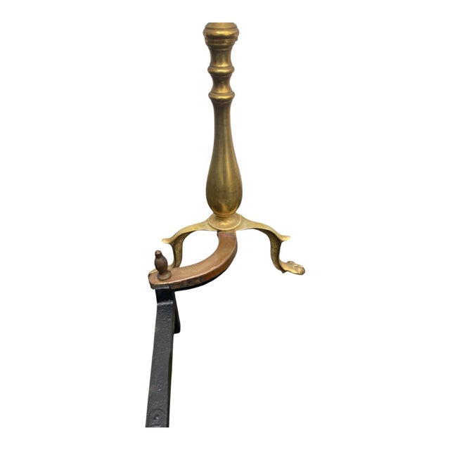 Pair 1920s Vintage Brass Andirons Chippendale Claw Ball Feet Fireplace For Sale - Image 9 of 18