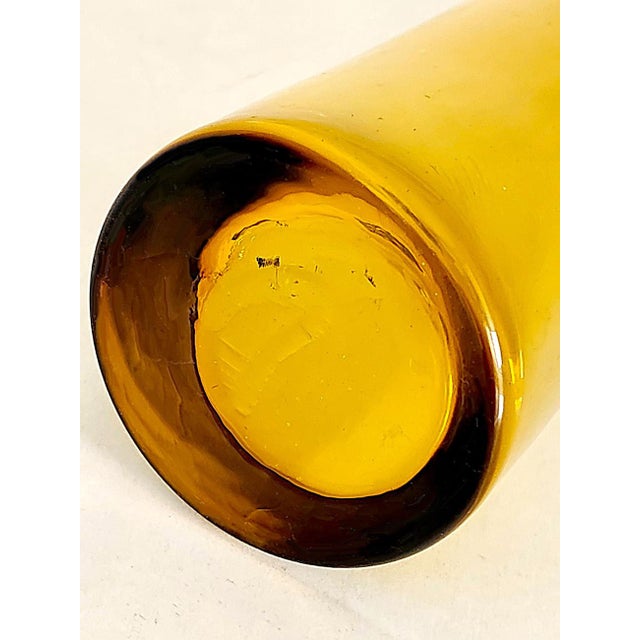 1970s Hand Blown Amber Glass Soliflore Tall Vase in the Style of Murano For Sale - Image 9 of 9