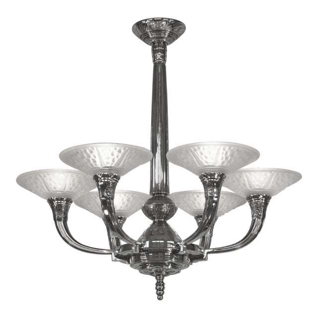 French Art Deco Chandelier by Ranc & Muller Freres 1930 France For Sale