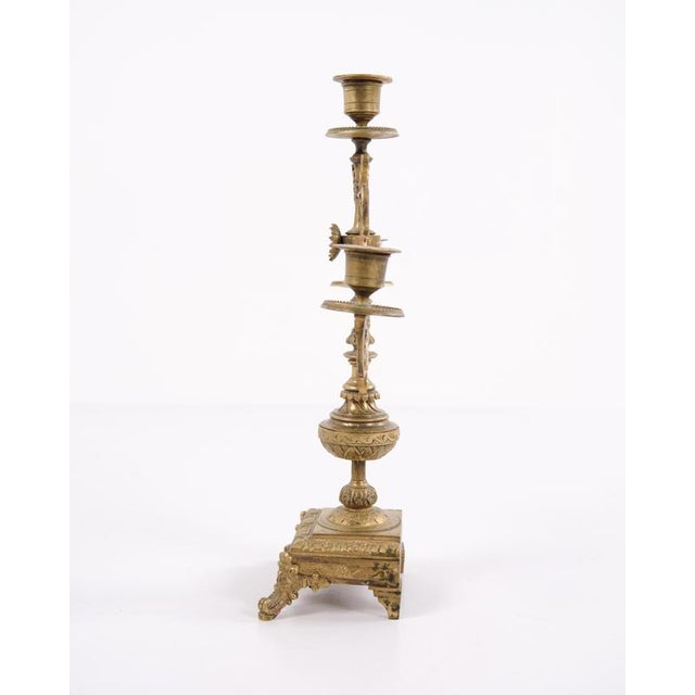 Candelsticks in Bronze with Decorative Details, 1890s, Set of 2 For Sale - Image 9 of 11