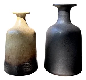 Studio Ceramic Art Vases by Rudi Stahl, Höhr-Grenzhausen, West- Germany 1960s, Set of 2