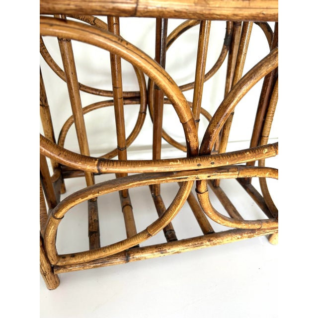 Mid-Century Modern Vintage Rattan Butterfly Design Magazine Rack For Sale - Image 3 of 6