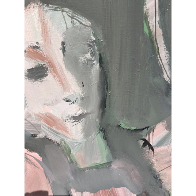 1980s Vintage Abstract Man & Woman Painting., Framed For Sale - Image 4 of 13