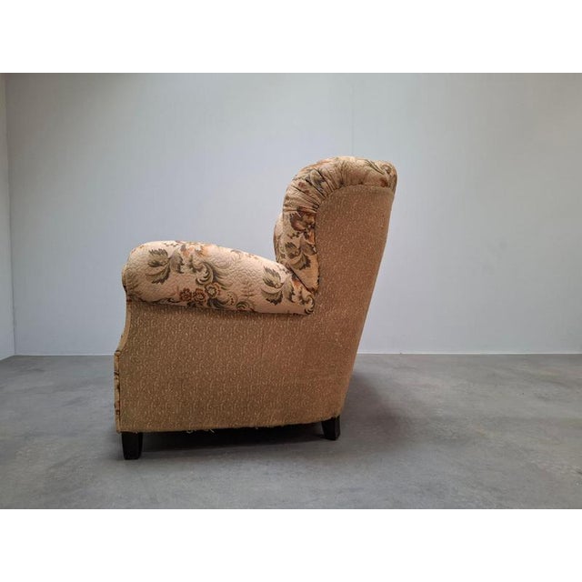 Czech Art Deco Floral Upholstered Wingback Chair, 1930s For Sale - Image 15 of 18