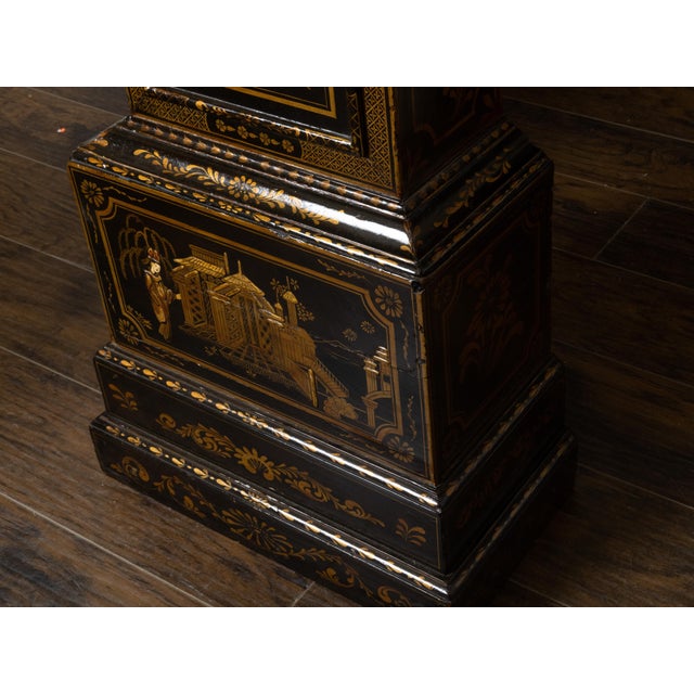 Chinoiserie English George III 18th Century Japanned Tall Case Clock with Chinoiserie Décor For Sale - Image 3 of 12