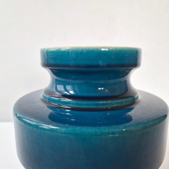 Vintage German Vase in Blue Ceramic by Cari Zalloni for Steuler, 1960s For Sale - Image 6 of 8