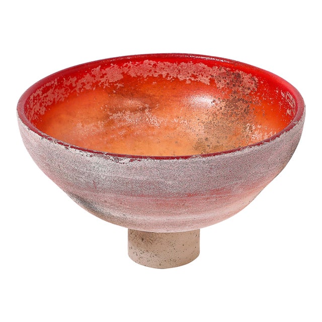 Mid-Century Modernist Hand-Blown Murano Scavo Glass Bowl Signed Gino Cenedese For Sale