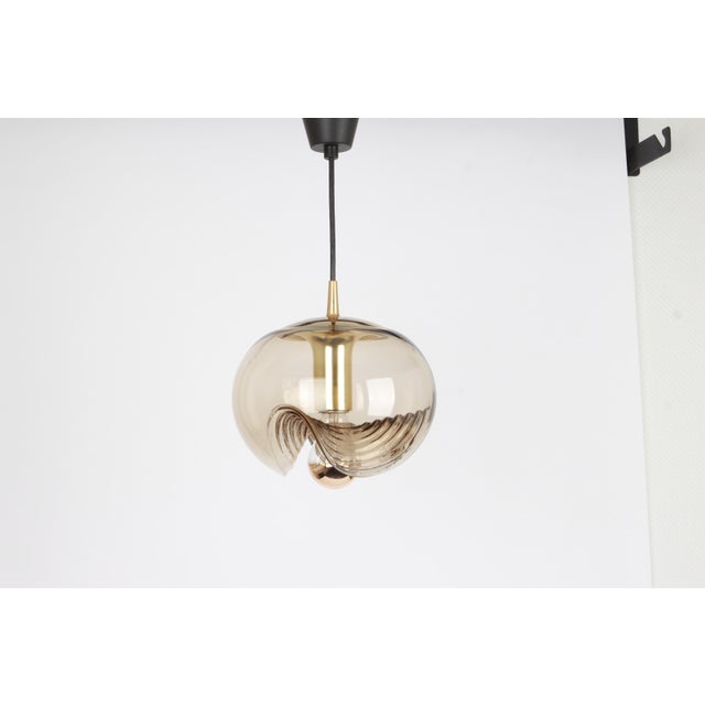 Large Smoked Glass Pendant Light from Peill & Putzler, Germany, 1970s For Sale - Image 3 of 10
