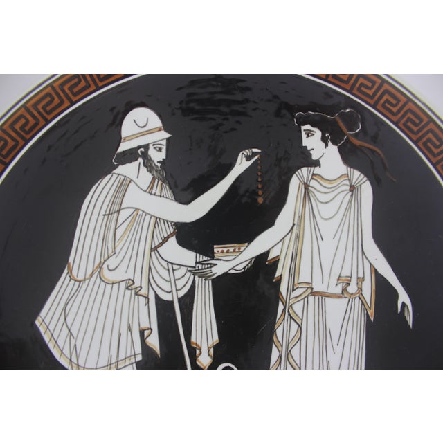 Black Vintage Hand Made Greek Souvenir Plate Mythology Keramikos Athens Polinicis and Erifili Greece For Sale - Image 8 of 8
