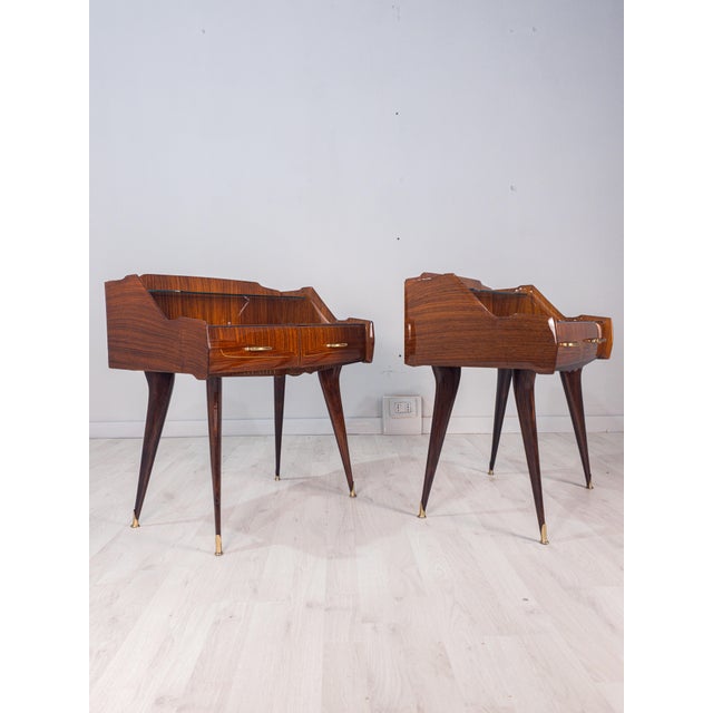 Mid-Century Italian Bedside Tables with Double Glass Tops, 1950s, Set of 2 For Sale - Image 11 of 18
