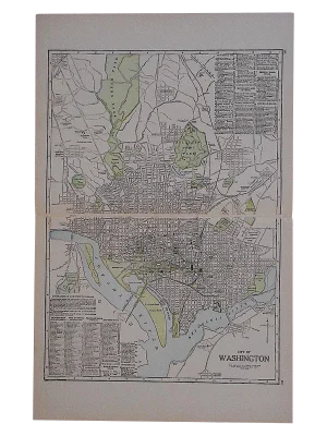 City Map Lithograph - Washington, DC