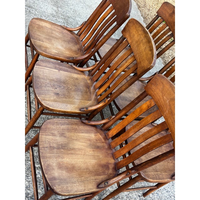 Antique Rustic Arts & Crafts Dining Chairs - Set of 6 For Sale - Image 4 of 12