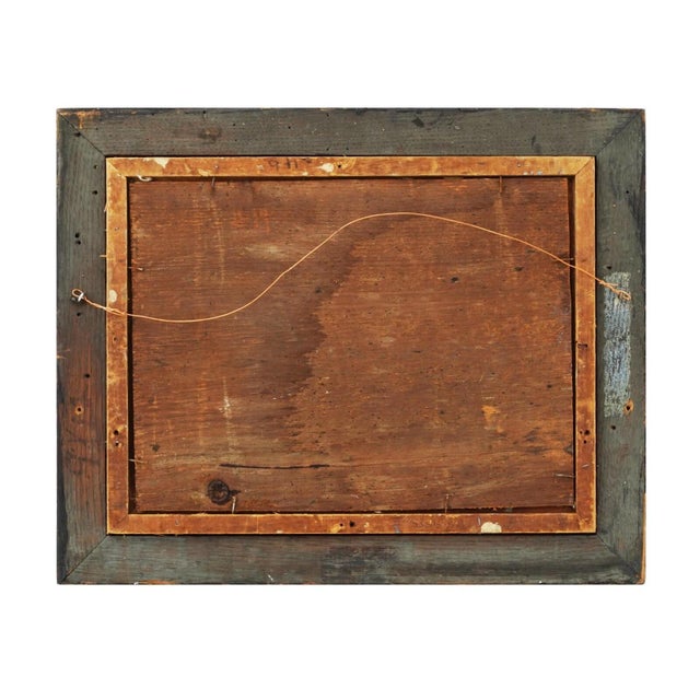 Dark and moody mid-century oil painting depicting a butterfly in flight, rendered with loose, gestural brushwork and a...