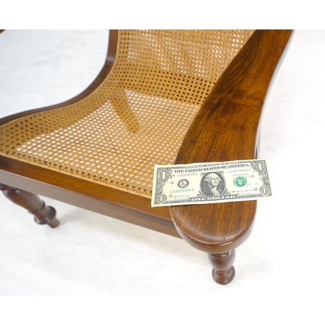 Solid Turned Teak Mid Century Modern Cane Back Lounge Chair MINT For Sale - Image 17 of 18