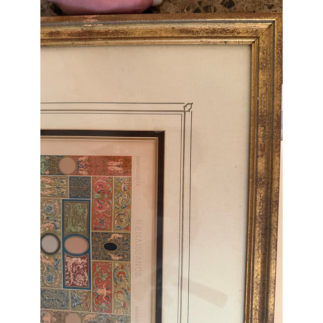 1875 French Framed Gilt Scrollwork and Border Chromolithographs- a Pair For Sale - Image 15 of 17