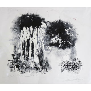 Hans Burkhardt, California Abstract Expressionist Linocut Lithograph Ronald Reagan Political Art, 1986 For Sale