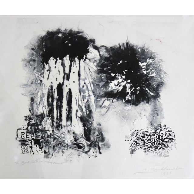 Hans Burkhardt, California Abstract Expressionist Linocut Lithograph Ronald Reagan Political Art, 1986 For Sale