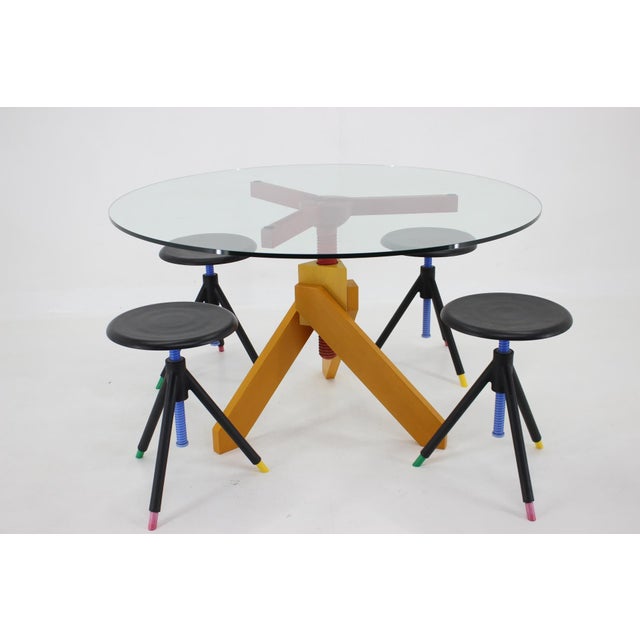 Table and Stools by Vico Magistretti, Italy, 1980s, Set of 5 For Sale - Image 13 of 18