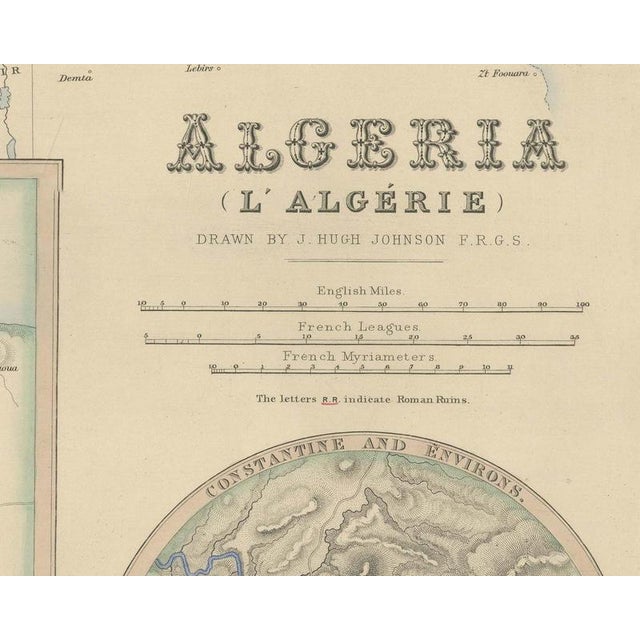 Antique Map of Algeria with Algiers, Oran and Constantine Insets, 1860 For Sale - Image 4 of 8