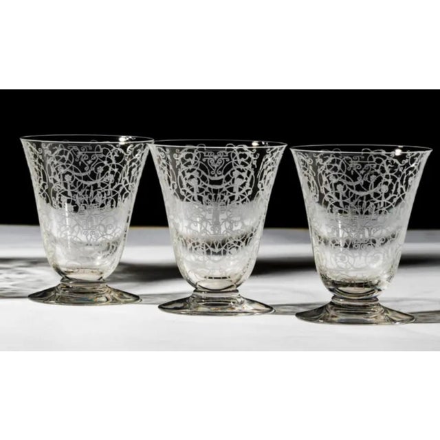 Baccarat Marillon Etched Crystal Decanter With Michelangelo Sherry Glasses. Decanter (9 3/4 in. high), four cups (2 1/2...