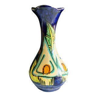 1960s Handpainted Calla Lily Impressionist Style Vase For Sale