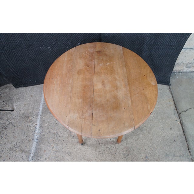 Early 20th Century Antique American Country Farmhouse Pine Drop Leaf Dining Breakfast Table Console For Sale - Image 5 of 11