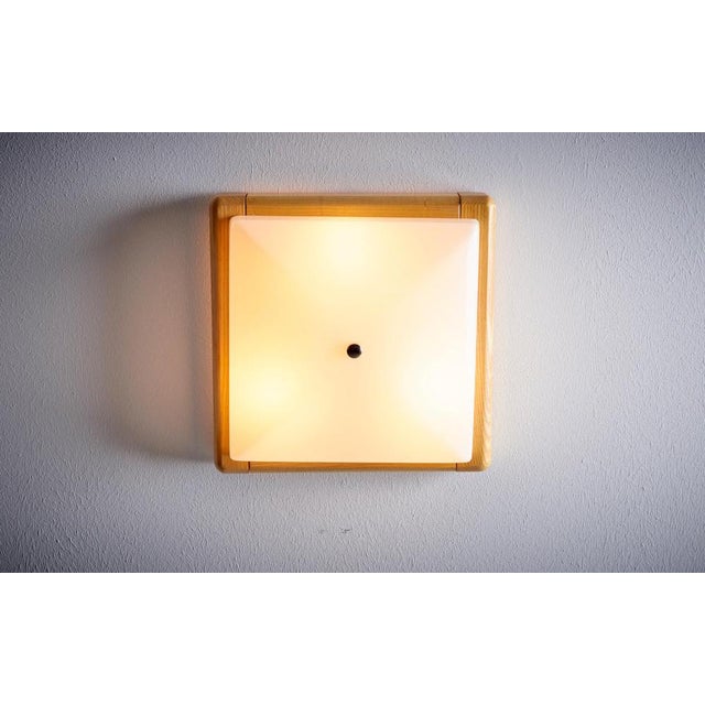 1960s Flush Mount with Wooden Frame, Italy, 1960s For Sale - Image 5 of 6