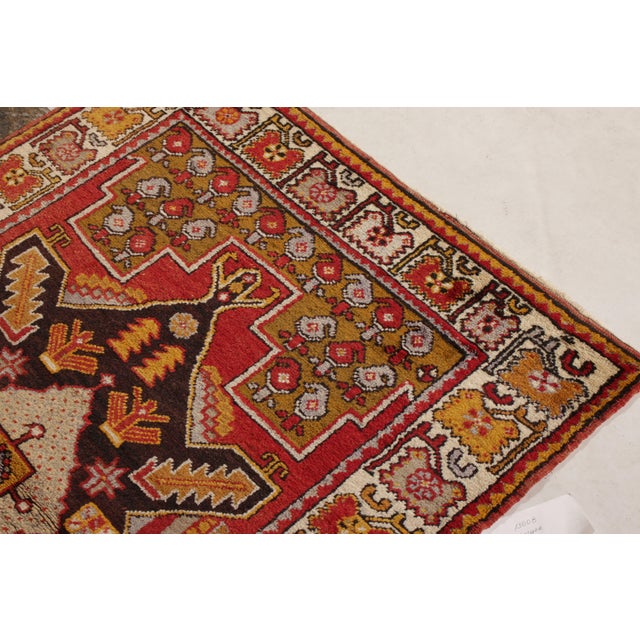 1910s Hand-Knotted Antique Kirsehir Rug in Red Gold Medallion Tribal Pattern For Sale - Image 5 of 6