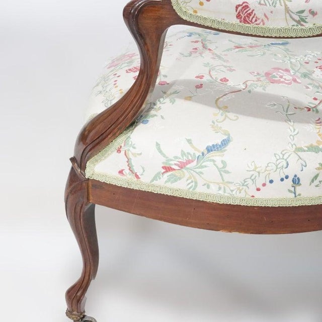 Late 19th Century Antique Pair Victorian Carved Rosewood Parlor Arm Chairs, Circa 1890 For Sale - Image 5 of 18