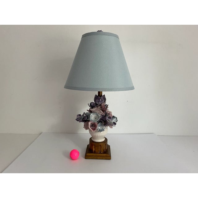 1950s Italian Floral Bouquet Lamp & Shade For Sale - Image 13 of 18
