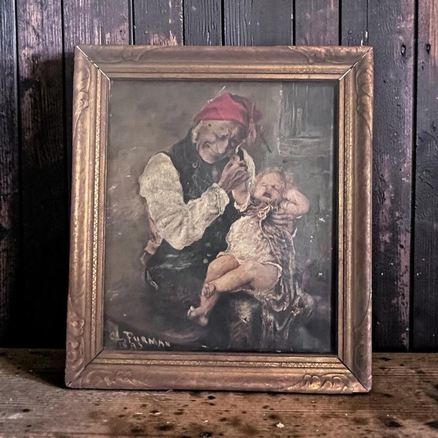 Antique 1895 Victorian Genre Oil Painting by C. L. Furman – Signed & Dated For Sale - Image 4 of 12
