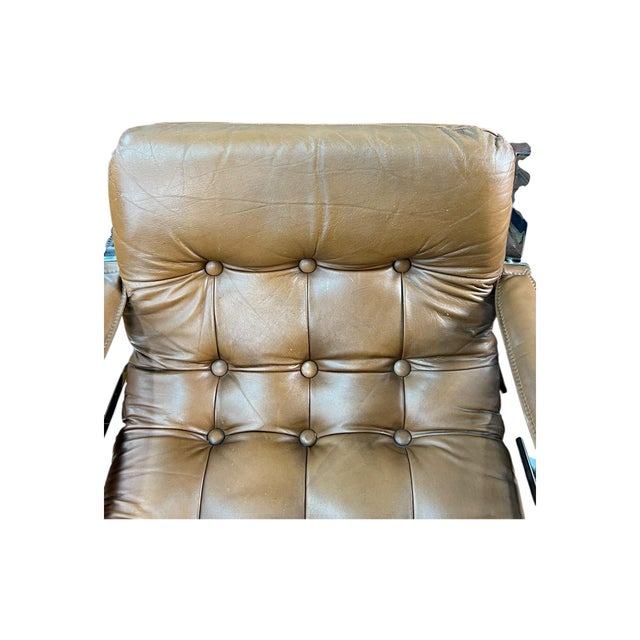 Animal Skin Mid-Century Modern Chrome and Leather Safari Lounge Chairs - A Pair For Sale - Image 7 of 12